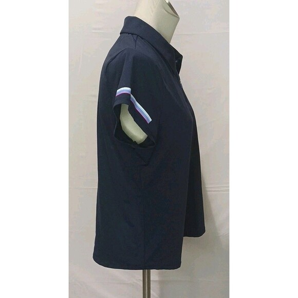 RBX Women's 1/4 Zip Front Short Polo W/ Printed Stripe At Sleeves Large NWT Blue - Picture 4 of 16